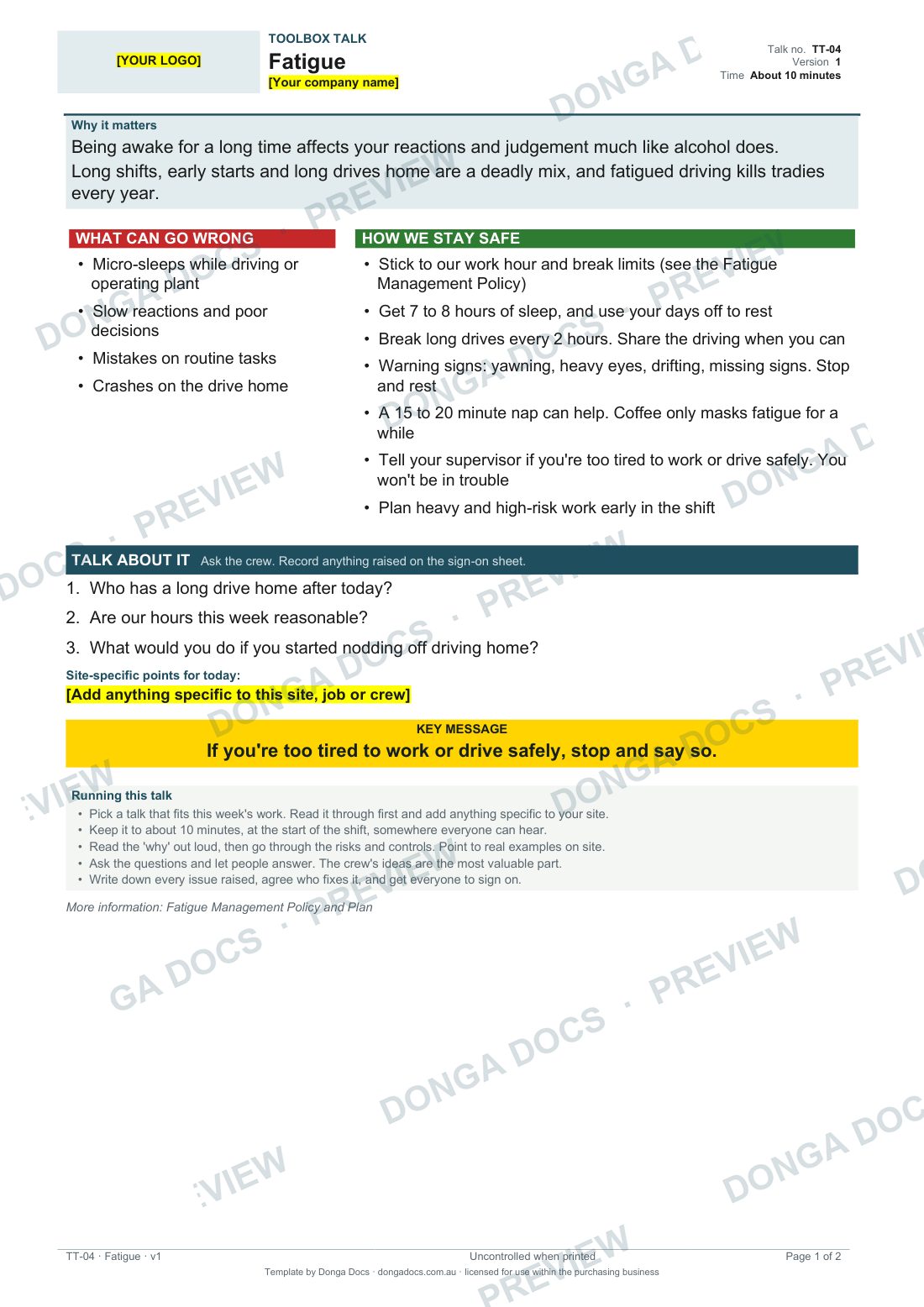 Preview of page 1 of the Fatigue
