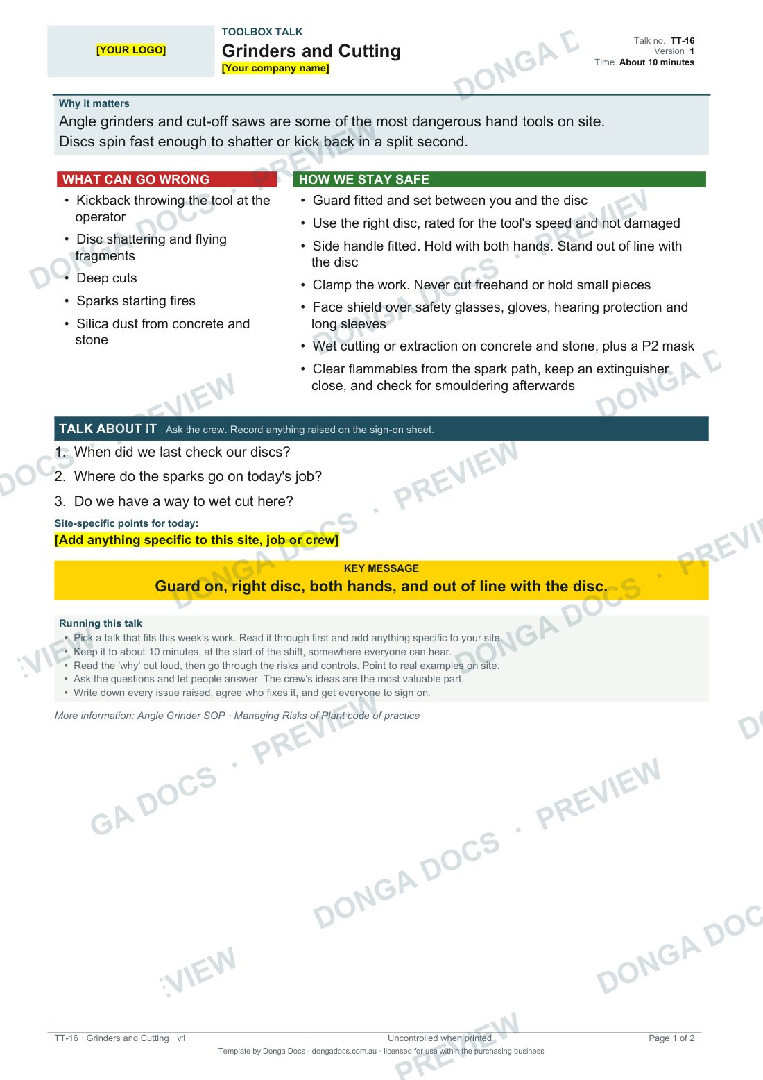 Preview of page 1 of the Grinders and Cutting